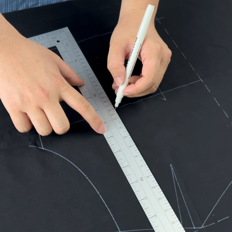 KEARING L-Square Curve Ruler,24 x 14inch and 60 x 35cm Aviation Aluminum Fashion Designer's Ruler for Pattern Making - Image 5